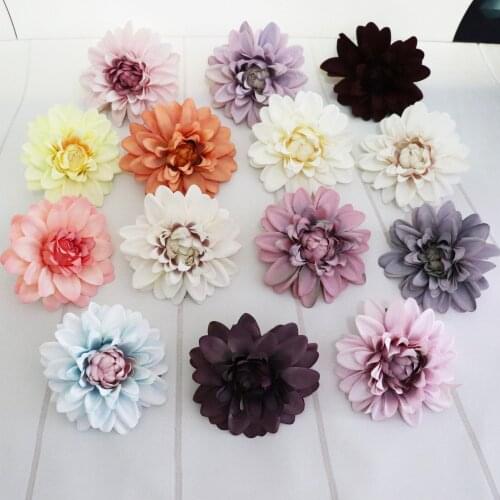 2pcs 10cm artificial dahlia chrysanthemum head For wedding Christmas decoration DIY flower wall gift box craft fake flower