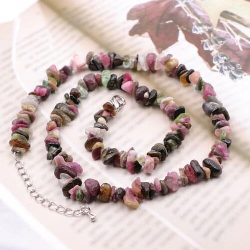 16 Stone Chips Beads Strand Necklace Coral Peridot Fluorite Tourmaline Agat Crystal Amethysts Opal Shell Short Chain Choker B926