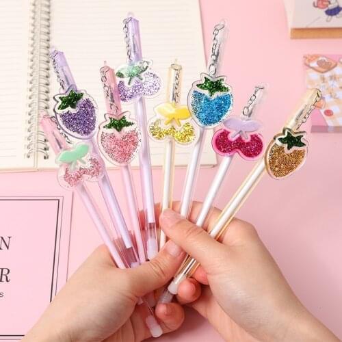 Pendant Fruit Gel Pen 0.5mm Korean Stationery Cool Pens Novelty Cute Gel Ink Pen Creative Writing Pens Office Accessories