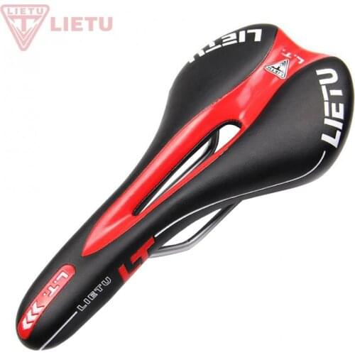 LIETU Lightweight 3 Colors Bike Saddle with Hollow Design and Leather Surface for Road / MTB Bicycle