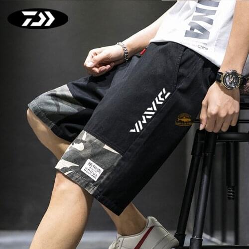 2020 Daiwa Summer Fishing Shorts Outdoor Loose Waist Five-point Pants Men Sports Camouflage Shorts Loose Pants Large Size M-8XL