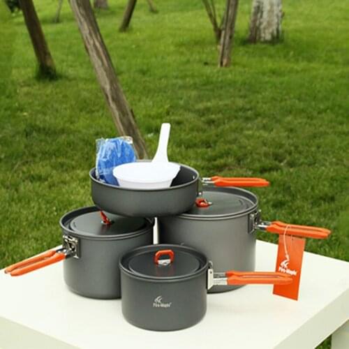 4-5 Person Camping Cookware Camping Pot Set Team Outdoor Picnic Cooking Aluminum Cookware Sets Fire Maple Feast 5
