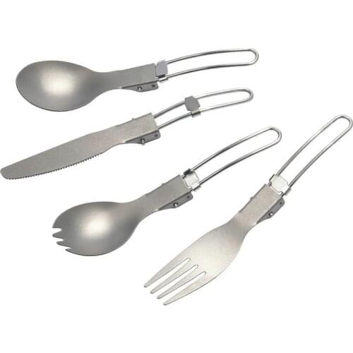 Titanium Cutlery set Portable Outdoor Foldable Fork Spoon Set Camping Travel Cutlery couverts pliable cutlery kids lunch c