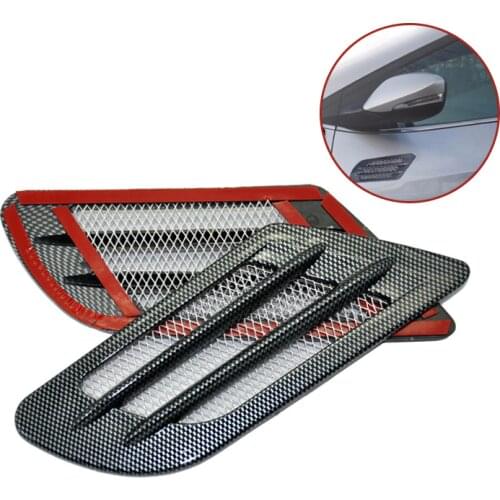 2pcs Never Fade Carbon Fiber Sticker Car Styling Side Air Flow Vent Fender Hole Cover Intake Grille Duct Decoration Sticker