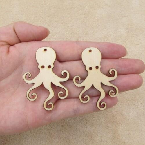 Unfinished DIY plywood octopus Shape Wooden blanks Sea Life Craft Cut Outs For Jewerly Earrings