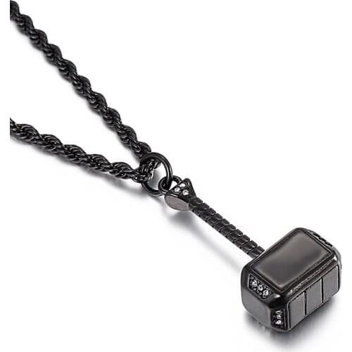 New stainless steel accessories, creative personality and fashion punk hammer inlaid stone mens titanium steel pendant
