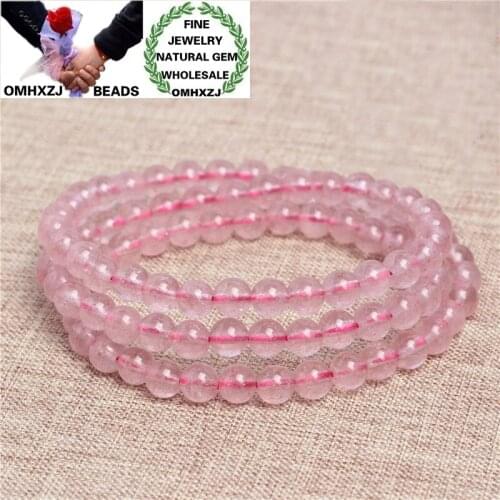 OMHXZJ Wholesale ZB377 8 10mm European Fashion Birthday Party Wedding Gift Natural Stone Fine Strawberry Quartz Beads Bracelets