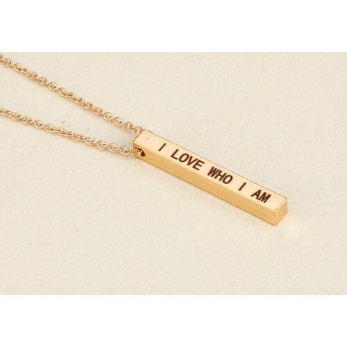 Europe And America Sell Well Inspirational Lettering I LOVE WHO I AM Gold Silver Stainless Steel Necklace Jewelry For Gift