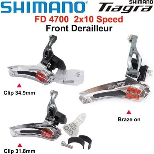 Shimano TIAGRA FD 4700 F Front Derailleur 2x10 Speed Bicycle FD 4700 Front Derailleur Braze on Clamp 31.8mm / 34.9mm