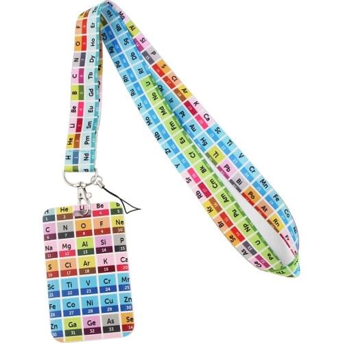 PF102 Chemistry Periodic Table of Elements lanyard card ID Holder Key Chain Colorful Print Neck Straps Phone Rope Teachers Gift