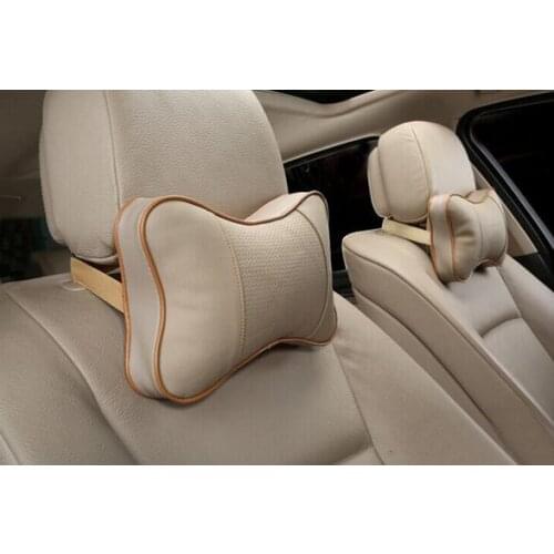 2 Pieces Car PU Leather Headrest Neck Pillow Car Head Neck Pillow Seat Back Support Cushion