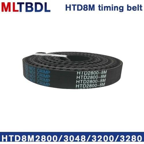 Rubber synchronous belt HTD8M 2800 3048 3200 3280 pitch=8mm arc tooth industrial transmission toothed belt width15/20/30/40