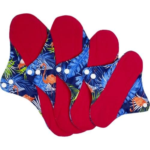 Starter sets 4 sizes waterproof cloth menstrual pads, washable heath care sanitary pads for light and heavy flow