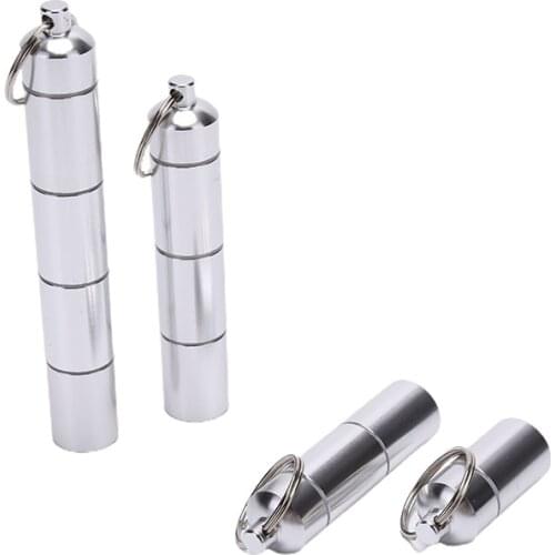 Pill Box Capsule Shape Aluminum Pill Case Keychain Outdoor Pocket Pill Holder Container Delicate Medicine Box