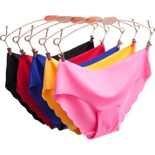 New Summer Womens Panties Ice Briefs Silk Cool And Intimates Seamless Wave Underwear Low Rise Candy Color Female Briefs 701149