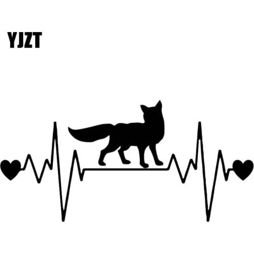 YJZT 16.8CM*8CM Heartbeat Fox Car Trunk Decoration Creativity Car Sticker Vinyl Decal Black/Silver C4-1693