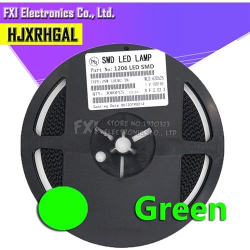 1Reel 3000pcs green 1206 SMD LED diodes light Hot sale