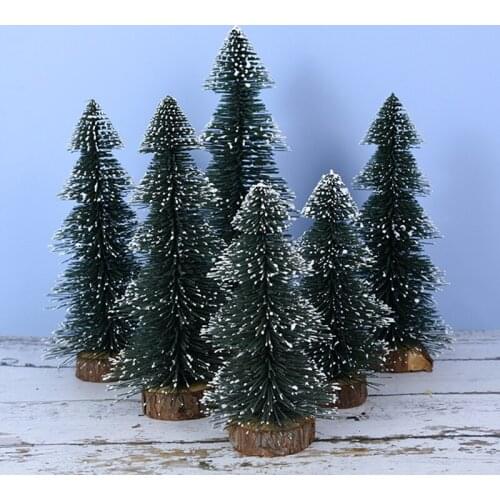 1Pc Mini Christmas Tree Pine Needle Flocking Stained White Cedar Ornament Christmas New Year Party Home Tabletop DIY Decorations