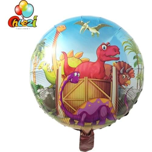 10pcs 18inch Round Dinosaur balloons Children birthday party decoration balloon Jurassic dinosaur park ball kids toy baby shower