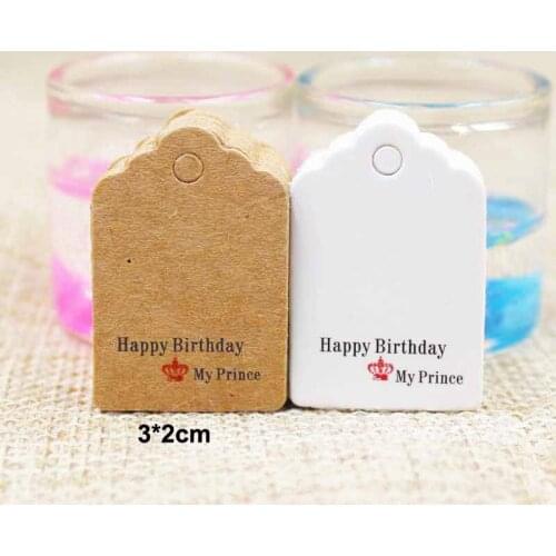 1000pcs scallop white/brown kids birthday gifts hang tag products price swing hang tag for handmade cookies/candy/wedding favors