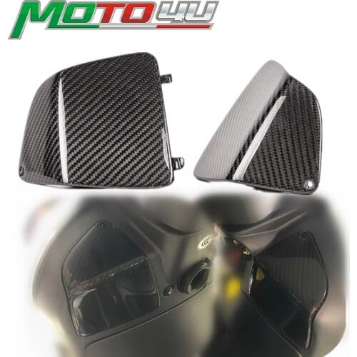 2PCS Carbon FIber Front Side Fairing Decorative cover Gloss Twill Weave For Vespa GTS300 GTS 300 2014 2015 2016 2017 2018