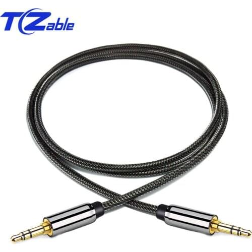 3.5mm Audio Cable Male to Male 3.5 Aux Cable Extension Cable 3.5 Jack 0.5m 1m 1.5m 2m 3Meter Black With Nylon Braid Gold-Plated