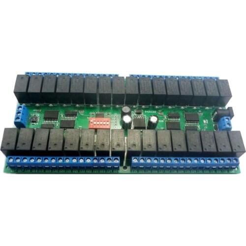 32ch DC 12V RS-485 Modbus RTU Relay Board RS485 Bus Remote Control Switch for LED Motor PLC PTZ Camera Smart Home