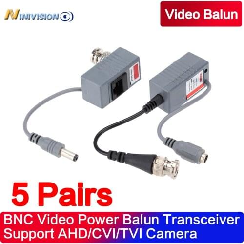 5 Pairs CCTV Camera Accessories Audio Video Balun Transceiver BNC UTP RJ45 Video Balun with Audio and Power over CAT5/5E/6 Cable
