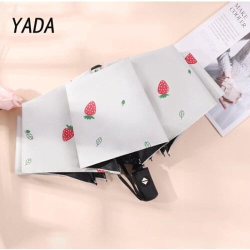 YADA Ins Fruit Strawberry Pattern Automatic Umbrella Rain Sunny&Rainy Umbrella For Women Windproof Folding Umbrellas YS210008