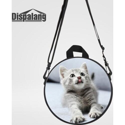 Kids Mini Round Messenger Bag For Kindergarten Animal Cat Print Crossbody Bags Children Small Circle Handbag Toddler Custom Bags