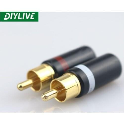 DIYLIVE 8PCS Kimber copper plated RCA lotus head AV audio head signal wire RCA plug