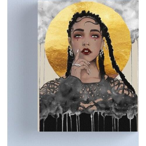 Home Decor HD Print Paintings Handsome Cool Girl Picture Wall Art Yellow Moon Modular Canvas Poster Modern Bedside Background