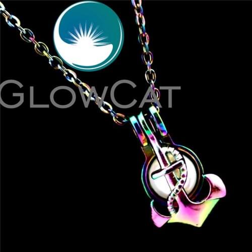 GLOWCAT R-C656 Multicolor Anchor Beads Cage Pendant Perfume Diffuser Aroma Pearl Cage Locket Necklace Girl Kids Lucky Gift