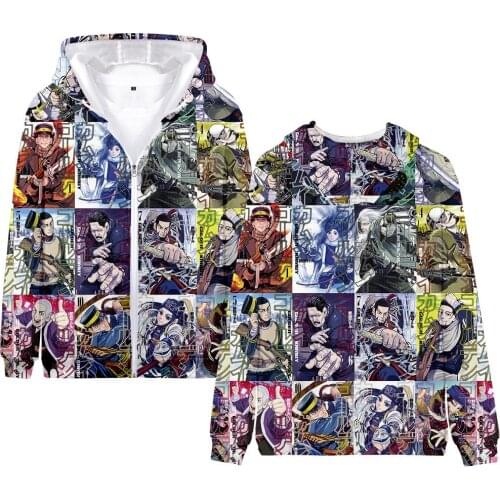 Creative Novelty 3D GOLDEN KAMUY Cosplay kids Hoodie Volleyball Boy Zip up Hoody Full Sleeve Casual Oversized mens Sweatshirt