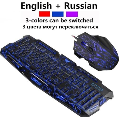 J60 colorful backlight LED Breathing Backlight RU/US Gaming Keyboard Mouse Combos USB Wired Full Key PC laptop Mouse Keyboard