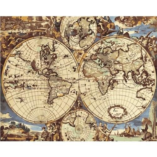 Painting By Numbers DIY Dropshipping 40x50 50x65cm Huge old world map Still life Canvas Wedding Decoration Art picture Gift