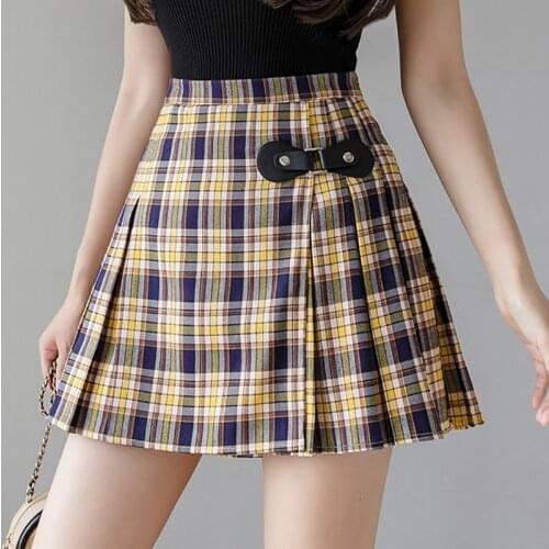 Plaid Women Skirt Preppy Style Zipper Summer Cute Japanese School Uniform Skirts High Waist Pleated Skirt Female Mini Faldas