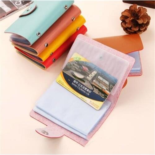 New Leather Function 24 Bits Card Case Business Card Holder Men Women Credit Passport Card Bag ID Passport Card Holder Wallet