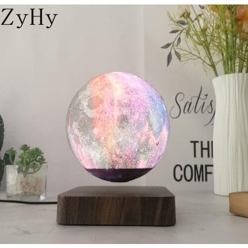 LED Creative 3D Print Magnetic Levitation Galaxy Night Light Rotating LED Floating Desk Lamp For Home Table Decoration Gift