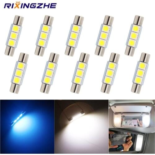 10pcs C5W T6 Car Led Bulbs 28MM 31MM Car Interior Festoon Dome Reading Light Source White ice bule Side License plate Lamp 12V