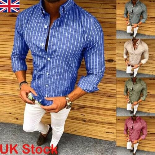 Fashion Mens Casual Long Sleeve Shirts Formal Slim Fit Shirt Tops Blouse T-Shirt