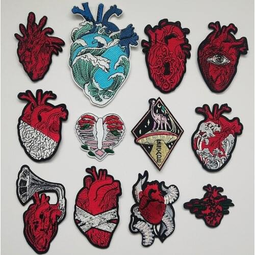 Fashion Heart Series Stickers Embroidery Patches Iron On Patch Embroidered Patchs Badge Appliques For Clothing Backpack HYX-66