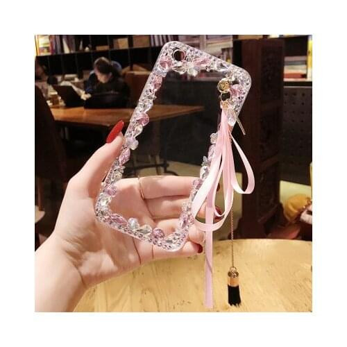 Bling Rhinestone Diamond Pendant Phone Cases For Samsung S6 S7 S8 S9 S10 S20 S21 PLUS Lite Note5 8 9 10 20 Soft Protective Case