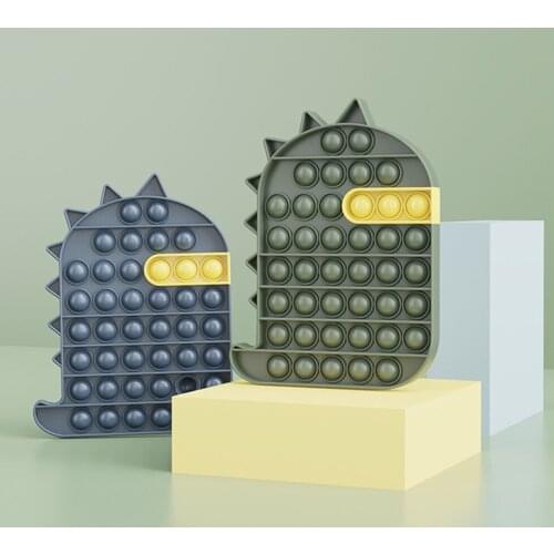 Cartoon Dinosaur Pattern Push Bubble Sensory Fidget Toys Reliever Stress Silicone Squeeze Funny Gift for Adult Children Autism