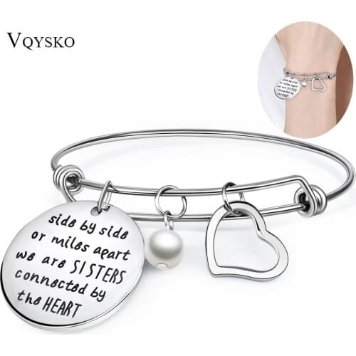 Stainless Steel Best Friends Bracelets Not Sisters by Blood But Sisters by Heart Bangle Bracelet Friend Jewelry for Friends