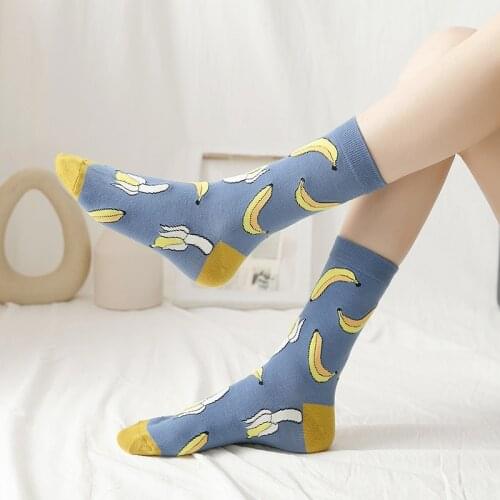 New Summer Cartoon Fruit Cotton Socks Watermelon Lemon Korean Cute Kawaii Fashion Street Autumn Winter Lady Girl Women Socks