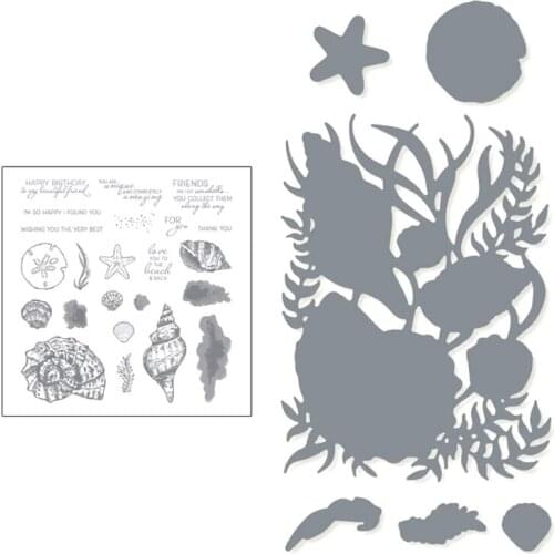 Shell Conch Seal Stamp with Cutting Dies Stencil DIY Scrapbook Embossing Photo