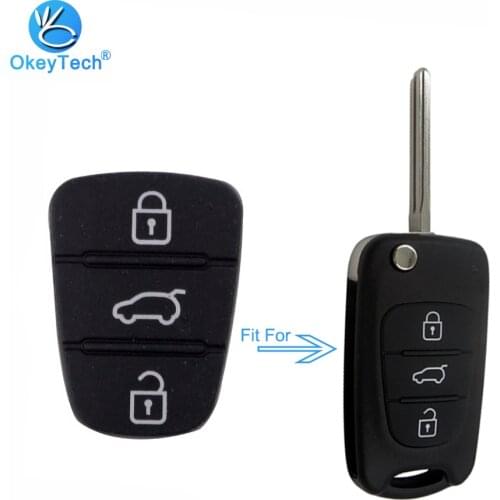 OkeyTech 3 Button Replacement Flip Car Key Shell Cover Case Repair Rubber Button Key Pad for Kia K2 K5 Rio Sportage for Hyundai