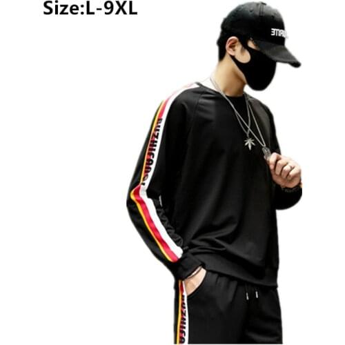 Oversize Sweatshirt Men 5XL 7XL 8XL 9XL Long Sleeve Autumn Black Loose Plus Size Pullover Tops Boys Students Hip Hop Sweat Shirt