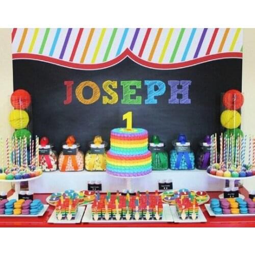 Custom Rainbow Chalkboard Birthday photo backdrop High quality Computer print party background